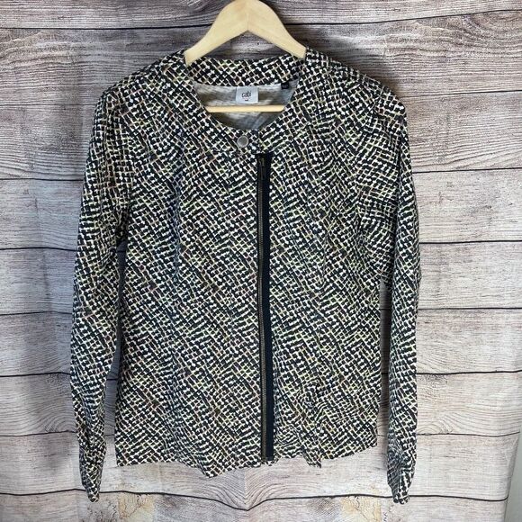 Cabi Print Front Zip Moto Jacket Style 5099 Sz M - Picture 2 of 9
